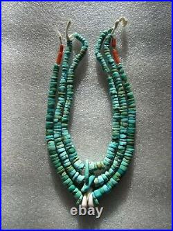 RARE Antique 1800s Santo Domingo Jumbo Gem Quality Heishi Turquoise Necklace