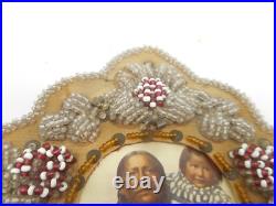 RARE Antique 1906 Native American Iroquois Beadwork Beaded Whimsy Picture Frame