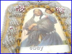 RARE Antique 1906 Native American Iroquois Beadwork Beaded Whimsy Picture Frame