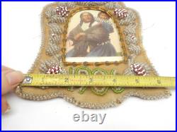 RARE Antique 1906 Native American Iroquois Beadwork Beaded Whimsy Picture Frame