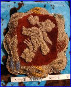 RARE Antique Beaded Pillow Victorian Bird Bead Possibly Iroquois American Indian