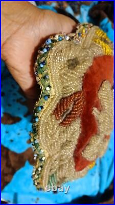 RARE Antique Beaded Pillow Victorian Bird Bead Possibly Iroquois American Indian