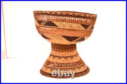 RARE Antique Native American California Hupa / Yurok Pedestal Basket