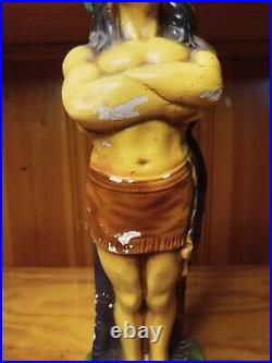 RARE Antique Native American Indian Chief Chalkware Cigar Store Display Statue