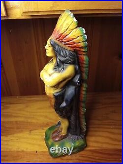 RARE Antique Native American Indian Chief Chalkware Cigar Store Display Statue