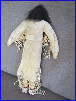 RARE Antique Native American Indian DollBUCKSKIN, FRINGE, BEADEDMuseum Quality