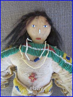 RARE Antique Native American Indian DollBUCKSKIN, FRINGE, BEADEDMuseum Quality