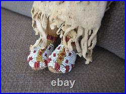 RARE Antique Native American Indian DollBUCKSKIN, FRINGE, BEADEDMuseum Quality