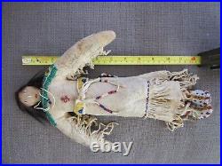 RARE Antique Native American Indian DollBUCKSKIN, FRINGE, BEADEDMuseum Quality