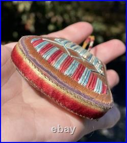 RARE Antique Native American Ottawa Birch Bark & Polychrome Quill Totem Ornament