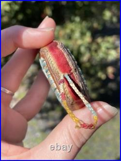 RARE Antique Native American Ottawa Birch Bark & Polychrome Quill Totem Ornament