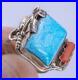RARE-BEAUTIFUL-VINTAGE-NAVAJO-STERLING-TURQUOISE-CORAL-OLD-PAWN-RING-8g-01-dp