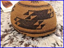 RARE Beautiful Native American Hupa Hat Basket