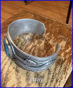 RARE & Beautiful Sterling & Turquoise Bracelet By Silversmith BUFFALO Free Ship