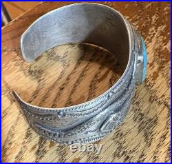RARE & Beautiful Sterling & Turquoise Bracelet By Silversmith BUFFALO Free Ship