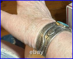 RARE & Beautiful Sterling & Turquoise Bracelet By Silversmith BUFFALO Free Ship RARE & Beautiful Sterling & Turquoise Bracelet By Silversmith BUFFALO Free Ship