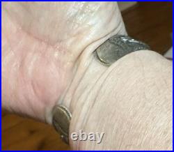 RARE & Beautiful Sterling & Turquoise Bracelet By Silversmith BUFFALO Free Ship