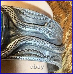 RARE & Beautiful Sterling & Turquoise Bracelet By Silversmith BUFFALO Free Ship