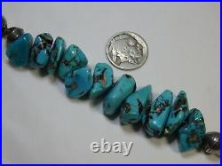 RARE Blue Diamond TURQUOISE STERLING Silver Thick NAVAJO PEARLS 24 onChain