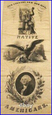 RARE C. 1850 Native American Party Know Nothings Anti-Catholic Campaign Ribbon