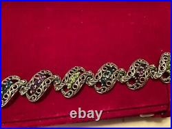 RARE CAROLYN POLLACK Sterling London Blue Topaz/ Amethyst/Peridot 7.75 Bracelet