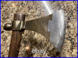 RARE & COMPLETE BRONZE PIPE smoke TOMAHAWK WITH DOVETAILED STEEL BIT