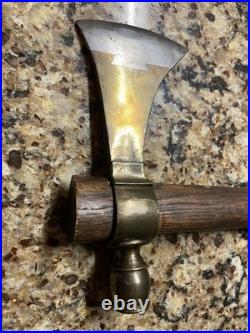 RARE & COMPLETE BRONZE PIPE smoke TOMAHAWK WITH DOVETAILED STEEL BIT