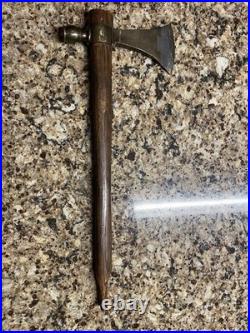 RARE & COMPLETE BRONZE PIPE smoke TOMAHAWK WITH DOVETAILED STEEL BIT