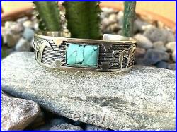 RARE Carolyn Pollack-Dina Huntinghorse Spiderweb Turquoise STERLING Cuff #G71