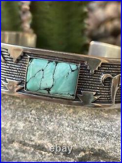 RARE Carolyn Pollack-Dina Huntinghorse Spiderweb Turquoise STERLING Cuff #G71