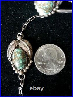 RARE DAMELE TURQUOISE Vintage Navajo Sterling Silver Slave Bracelet Set Old Pawn