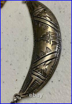 RARE EARLY Hopi Ralph Tawangyaouma Hand Stamped Sterling Panel Choker Necklace