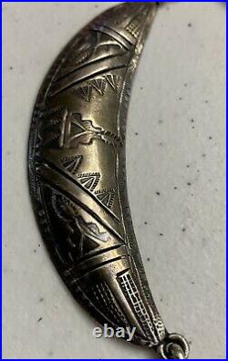 RARE EARLY Hopi Ralph Tawangyaouma Hand Stamped Sterling Panel Choker Necklace