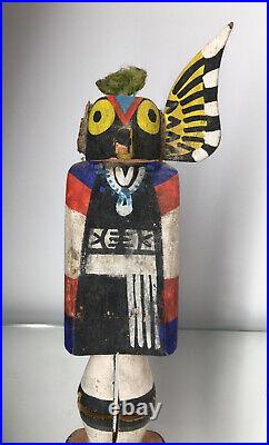 RARE Early Owl Sun-Face Stamp Kachina Hopi Route 66 Native American Wood Carve