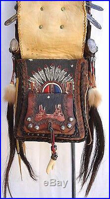 RARE Elvis Presley Native American Leather Turquoise Sterling Silver Purse Bag