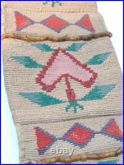 RARE FIND ANTIQUE c1890-1915 NEZ PERCE' PLATEAU INDIAN CORNHUSK WALL POUCH