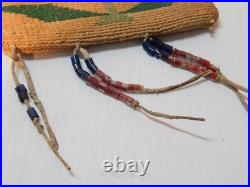 RARE FIND ANTIQUE c1890-1915 NEZ PERCE' PLATEAU INDIAN CORNHUSK WALL POUCH