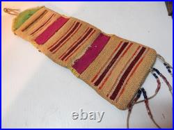 RARE FIND ANTIQUE c1890-1915 NEZ PERCE' PLATEAU INDIAN CORNHUSK WALL POUCH