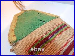 RARE FIND ANTIQUE c1890-1915 NEZ PERCE' PLATEAU INDIAN CORNHUSK WALL POUCH