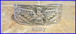 RARE GEM 1930's / 40's Navajo Sterling Silver APPLIED THUNDERBIRD Bracelet