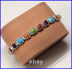 RARE Happy Piasso Navajo Sterling Turquoise Sugilite Coral Oyster Link Bracelet