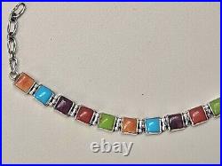 RARE Happy Piasso Navajo Sterling Turquoise Sugilite Coral Oyster Link Bracelet
