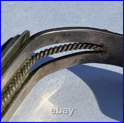 RARE Harvey Era Whirling Logs Stamp Cuff Square Bezel Royston Turquoise