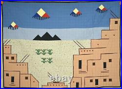 RARE Hopi Native American Indian Pictorial Pieced Pueblo Quilt Museum Exhibited