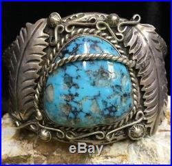 RARE! Hopi Ramon A. Dalangyawma Sterling Silver & Turquoise Cuff Bracelet