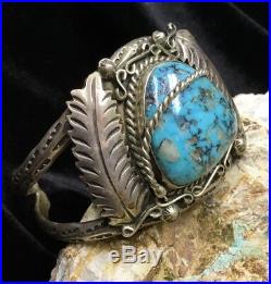 RARE! Hopi Ramon A. Dalangyawma Sterling Silver & Turquoise Cuff Bracelet