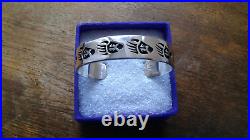 RARE Hopi Sterling Silver Cuff Bracelet Bear Paw by Cleve Honyaktewa 29 Grams