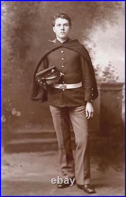 RARE! INDIAN WARS US MARINE CORPS MARINE in DRESS BLUE CAPE 1895 CABINET PHOTO