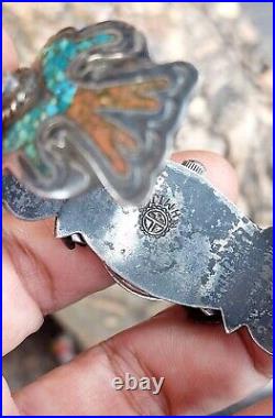 RARE ITEM! AMERICAN Native Navajo Sterling Silver Turquoise Watch Bracelet Vtg