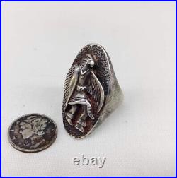 RARE ITEM! AMERICAN VINTAGE Native style Eagle Ring size 9 Sterling silver Men